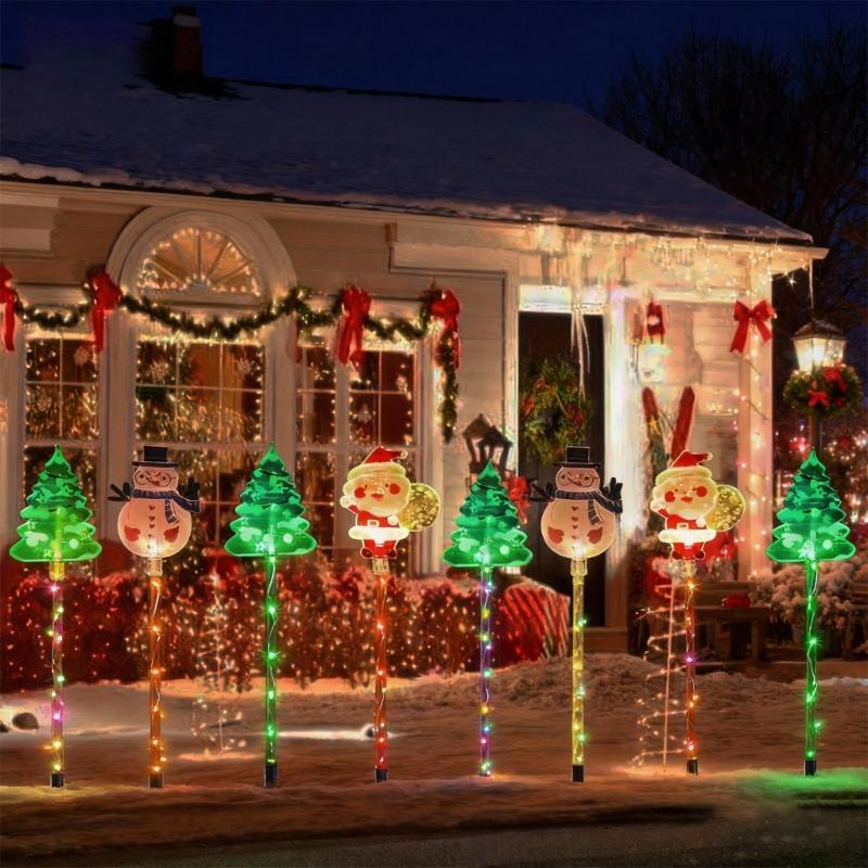 Pack of 6 Solar Christmas Decoration Ground Lights with Automatic Feature for Effortlessly Gardens and Patios