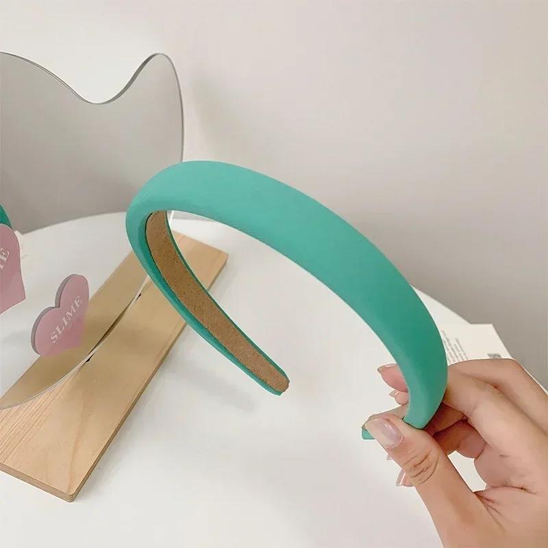 New Korean Colored Solid Sponge Hair Hoop for Women's Retro Knitted Soft Headwear Suitable for Various Styles of Accessories