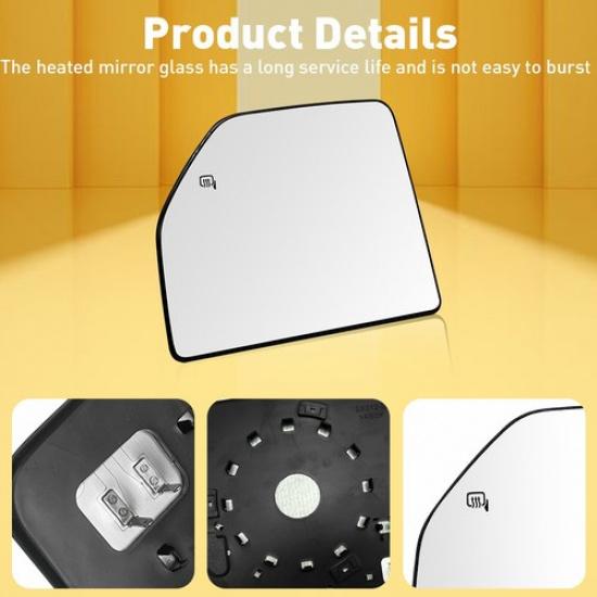 Mirror Glass Replacement for 2017- Ford F-250 Super Duty Driver Side Upper V