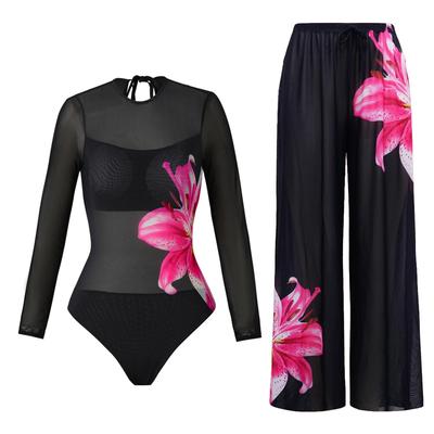 Conjunto de Bañador de Manga Larga con Protección Solar y Pantalones de Secado Rápido para Mujer Estilo Europeo 2025