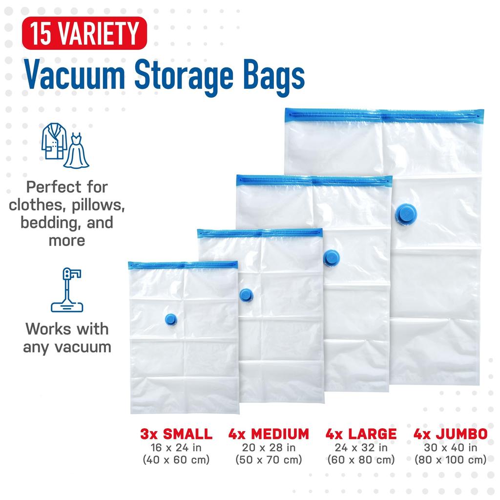 Vacuum Storage Bag for Clothing, Comforters, Blankets, Bedding Home Packing Organizers Not Include Pump