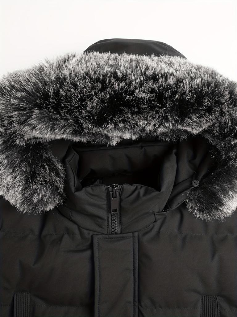 Herren Mittellange Europäische Winter Baumwolljacke - Dick, Winddicht, Kältebeständig Skimantel mit Reißverschluss