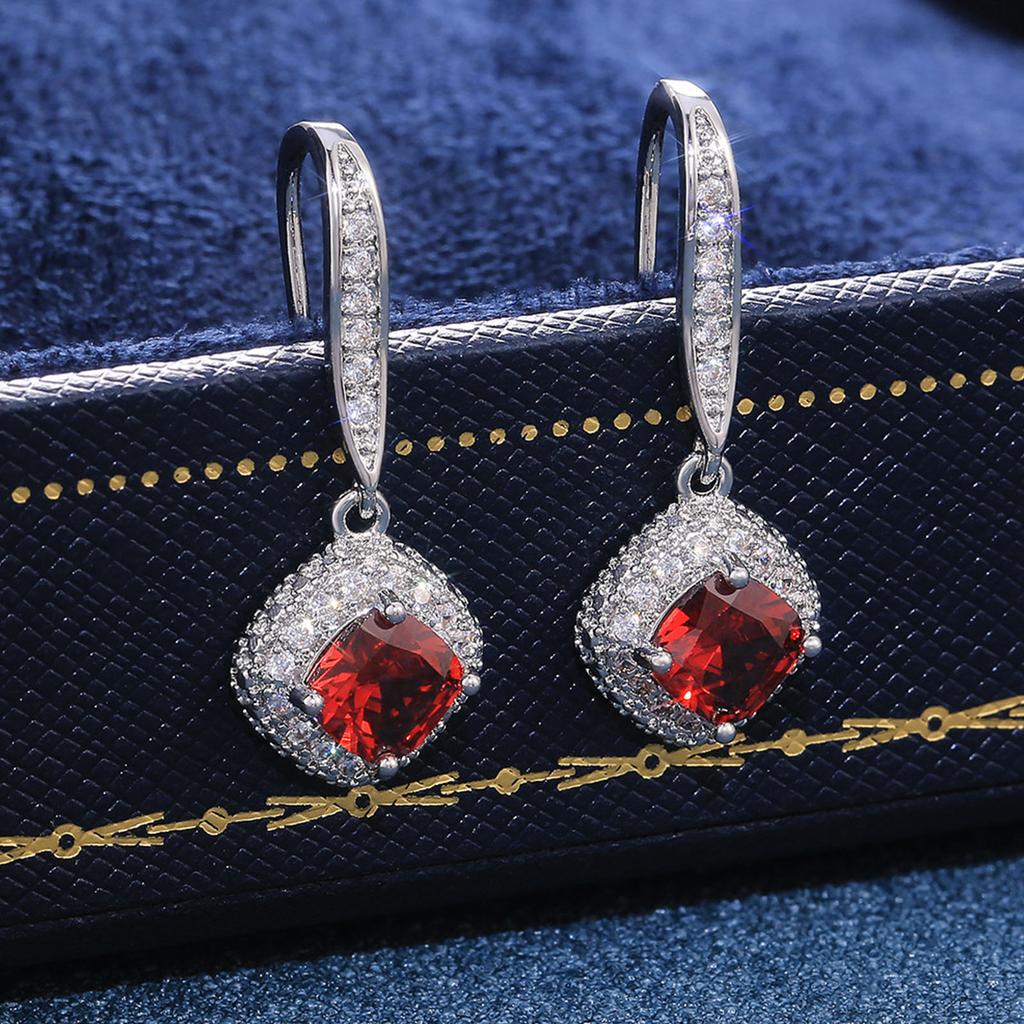 Square Zirconia Earrings Wedding Earrings Ear Jewelry Fashionable Metal Drop Earrings Perfect for Fashionable Women