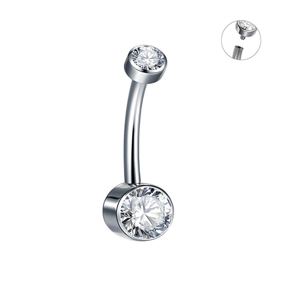 

1Pc Titanium Zircon Belly Button Ring Internally Threaded Navel Ring Belly Piercing Women s Navel Piercing Body Jewelry 14G 1.6x6x5x8mm