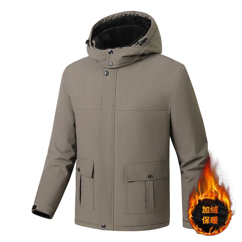 Fashionable versatile men's thickened warm winter jacket cotton clothing wrinkle-resistant lightweight soft and comfortable long-sleeved down jacket