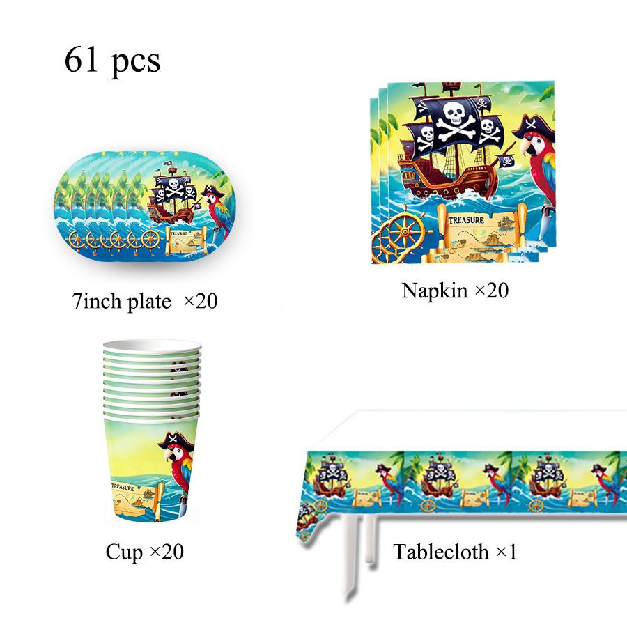 Pirate Theme Birthday Party Decorations Tableware Tablecloth Paper Plates Party Favor Gifts Supplies Souvenirs Baby Shower