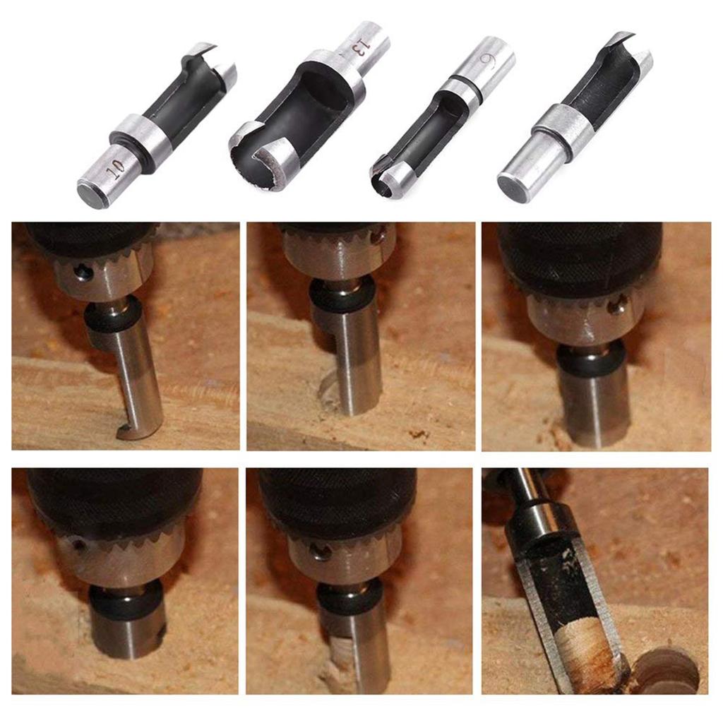 2025+ 8Pcs 5/8In 1/2In 3/8In 1/4In Wood Plug Cutter Straight and Taper Claw Drill Bit Set Woodworking Hole Saw Cutting Tool