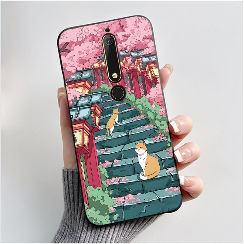 Custodia Carina Per Nokia 6.1/Nokia 6.1 Plus/Nokia X6/Nokia6 Guscio Stampato Cover Protettiva Morbido Silicone Cartone Animato Nera Custodia