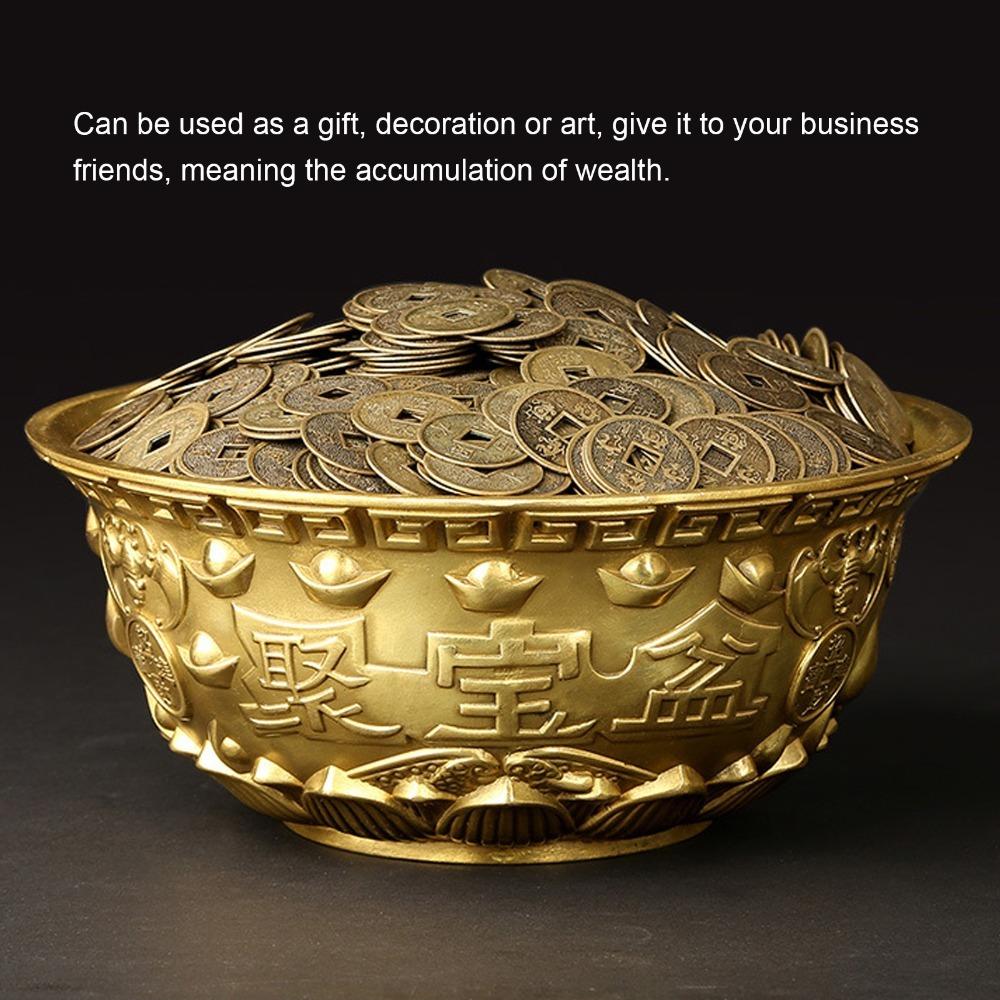Brass Brass Treasure Bowl Mini Feng Shui Treasure Basin  Wealth Abundance Gift
