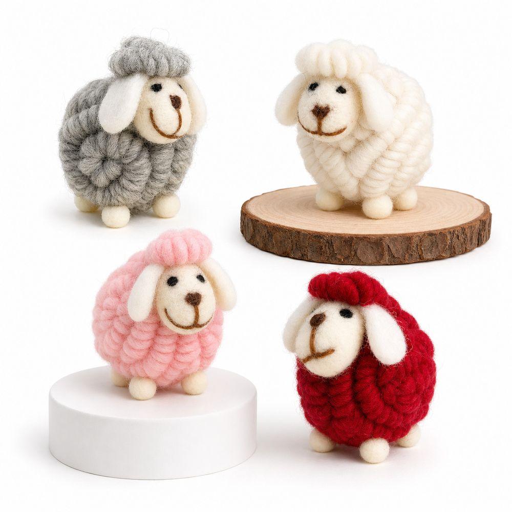 Nordic Style Lamb Ornament Wool Felt Cartoon Sheep Doll Gifts Christmas Sheep Figurine  Home Decor