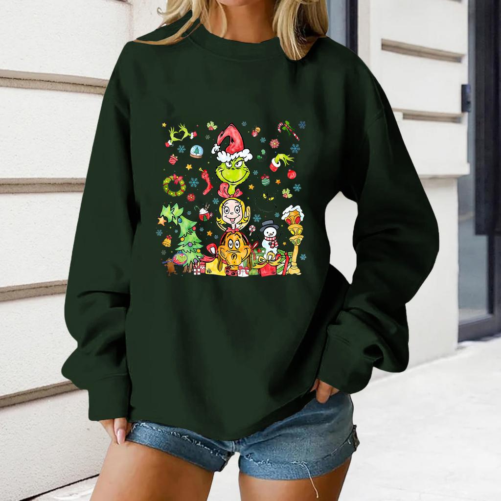 Women's Loose Comfortable Casual Fashionable Character Printing Round Neck Long Sleeved Sweatshirt