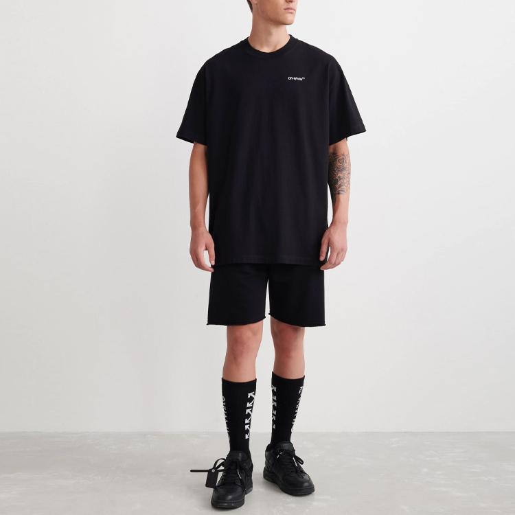 Off-White Caravag Arrow Over Short-Sleeve Tee Black Men Tops OMAA038C99JER0051001