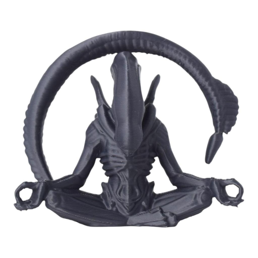 3D Printed Gray Meditation Alien Doll Pendant