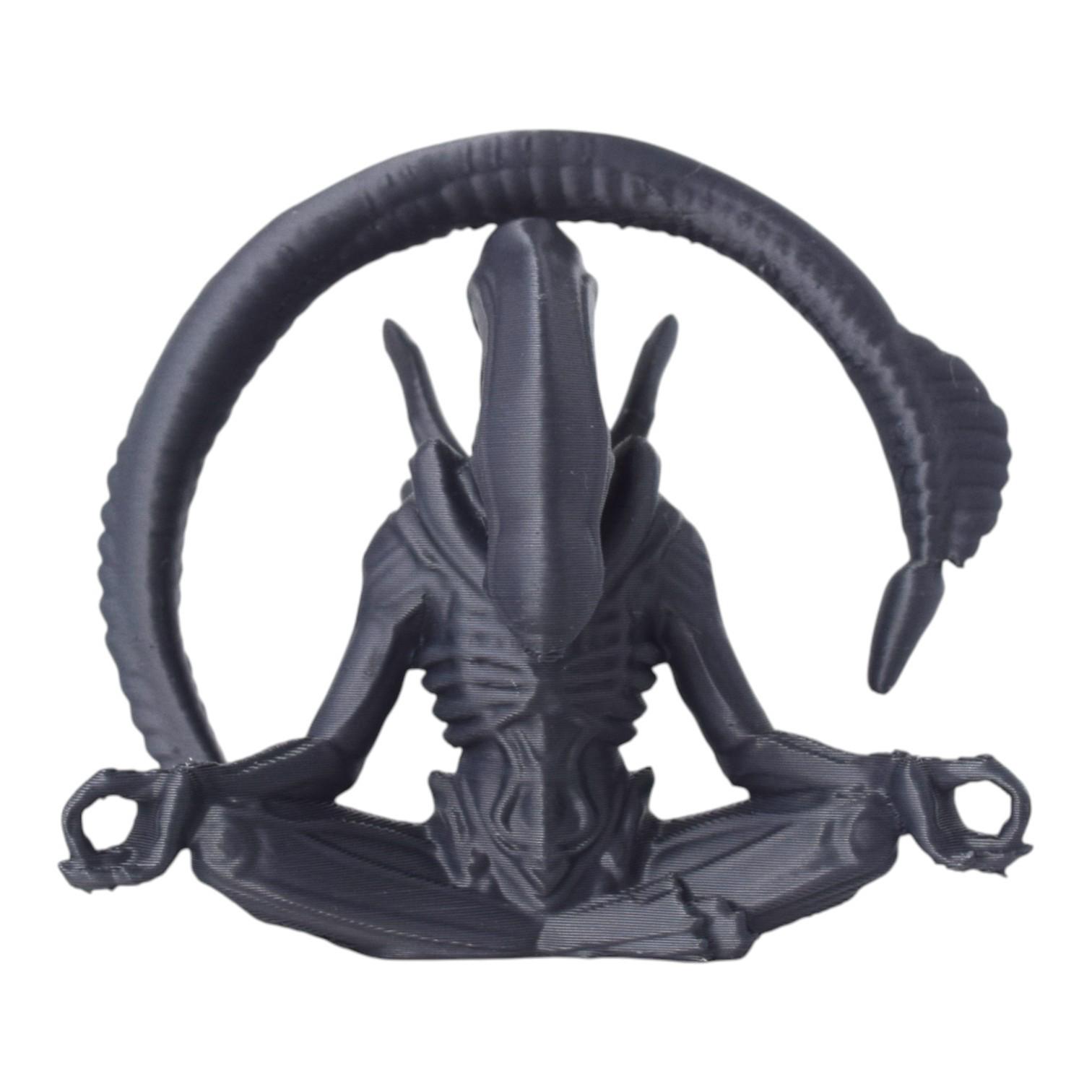 3D Printed Gray Meditation Alien Doll Pendant Dark Gray