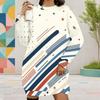 Women Plus Size Round Neck Long Sleeve American Eagle Printed Sweatshirt Mini Dress