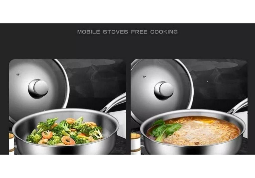 316 Stainless Steel Non-Stick Flat-Bottom Frying Pan for Home & Commercial Use - Ideal for Eggs, Stir-Fry, Induction, and Gas Cookers.