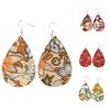 Water Drop Dangle Embroidery Faux Leather Hook Earrings Women Banquet Jewelry