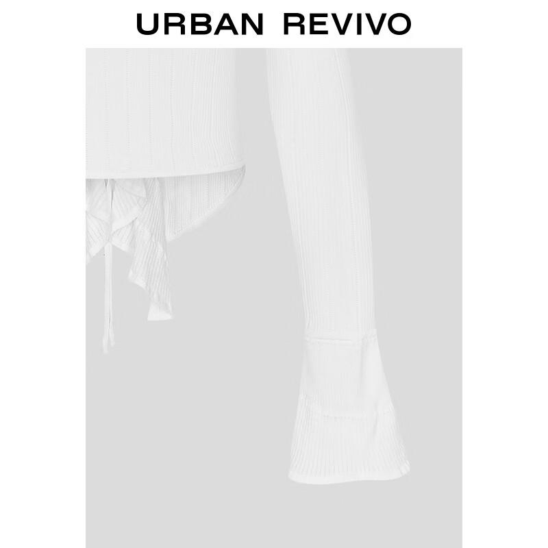 UR 2025 Autumn Women's Ruffle Tie V-Neck Knit Top