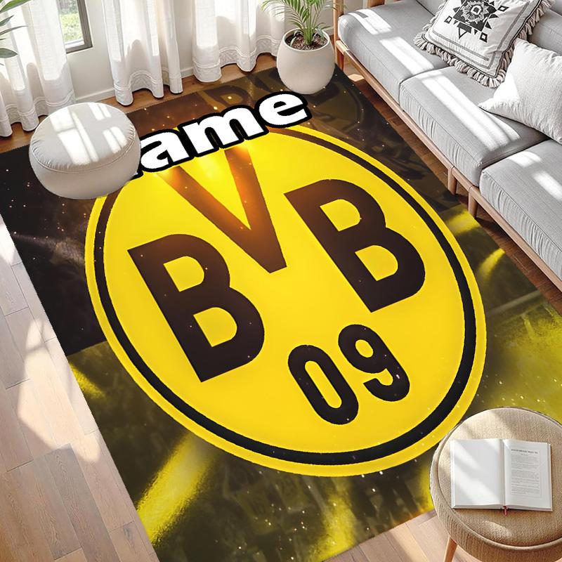 Custom Name Personalized Borussia Dortmund Print Carpet, Versatile Home Decor Rug, for Playroom, Apartment, Balcony, Entryway, Hallway Gift