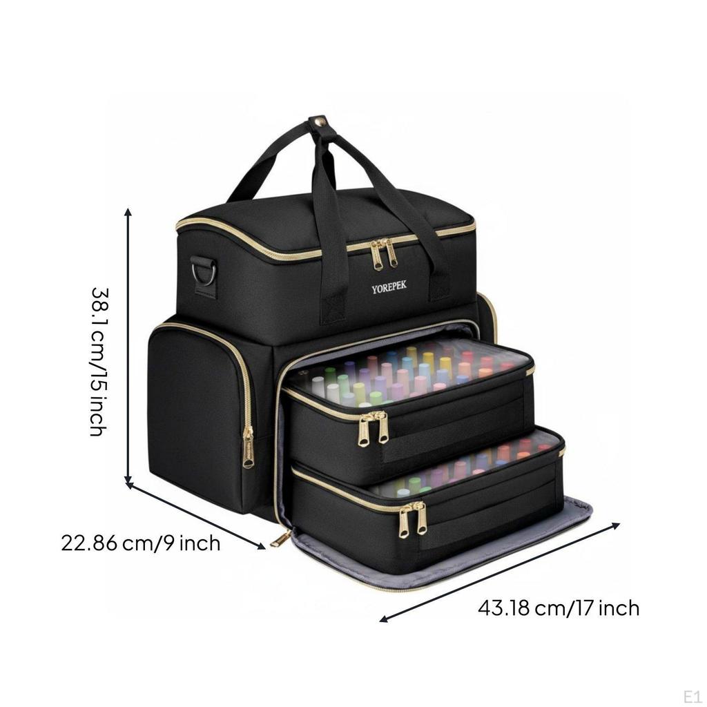 96 Flaschen Nagellack-Organizer Große Kapazität Nagellack-Tasche Tragbar für Salon Schwarz