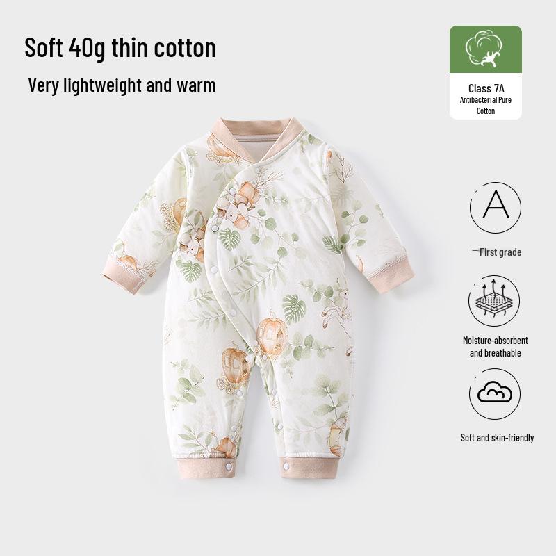 

Newborn Pure Cotton Quilted Romper Pajamas - Baby Harem Pants for Spring, Autumn, and Winter 80cm