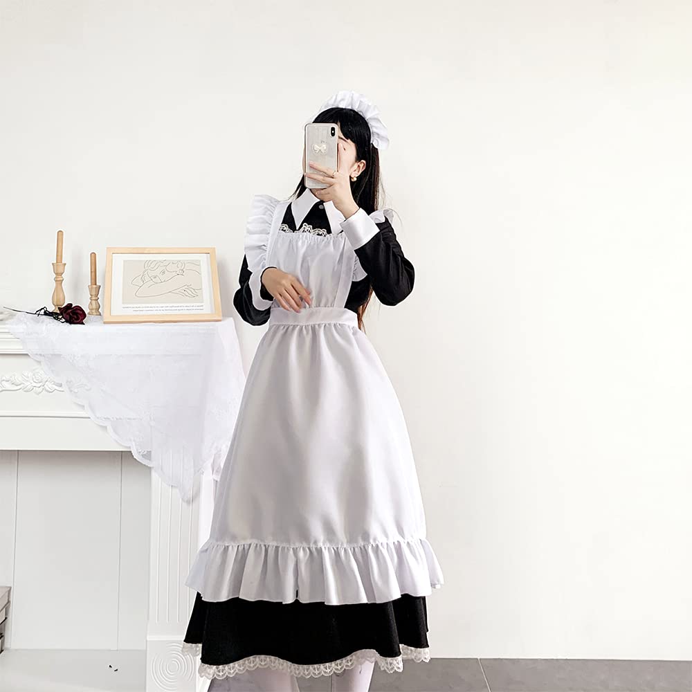 YAISHN Maid Uniform, Long English Style, Gothic Lolita One Piece, Halloween Costume, Women's, Cute Lolita Cosplay, Long Sleeve, Bow Tie, Party, Event