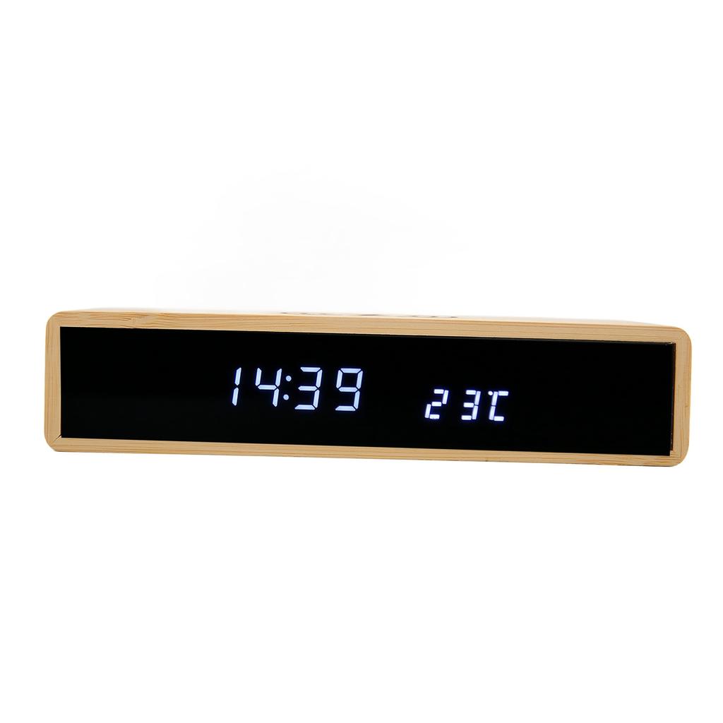 Wooden Digital Alarm Clock Wireless Charging Multifunction Fashionable Exquisite Bamboo LED Clock