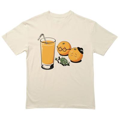 2025 Autumn and Winter Heavy Cute Fruit Printing T-shirt Men's Women's Pure Cotton Casual Loose Personalized Versatile T-shirt