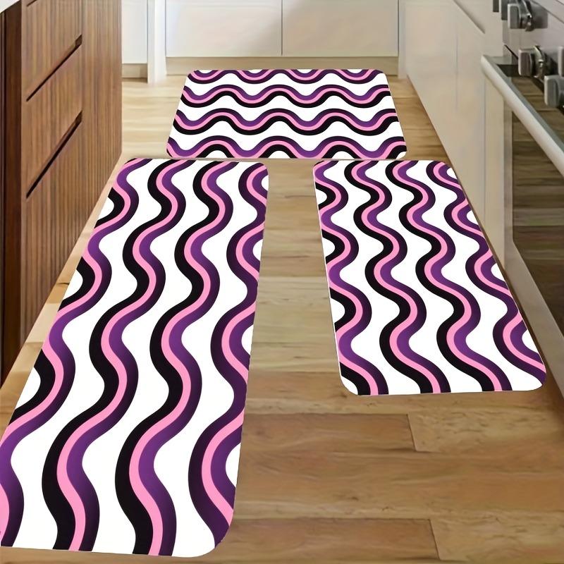 1PC Wave Pattern Kitchen Rug Non-Slip Door Mat Pop design Bathroom Rug Bath Mat Carpet for Home Sink Laundry Decor