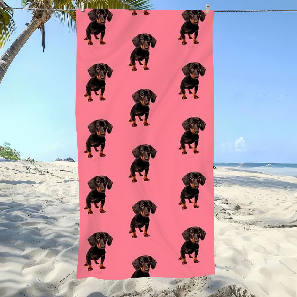 Cartoon Dachshund Towel Beach Oversized Soft Ultra Absorbent Quick Drying Large Pool Travel Camping Bathroom STJ40x70CM