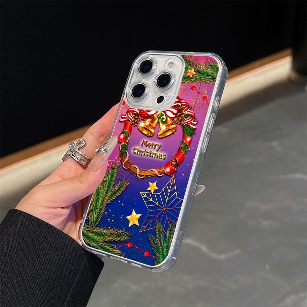 Ae118 Merry Christmas Santa Art Magsafe Transparent Cases for Samsung S23 S24 Ultra S20 S21 FE iPhone 16 Pro Max Magnetic Wireless Charge Back Cover