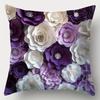 Printed Cushion Cover Purple Flower Soft Polyester Fabric Living Room Sofa Bedroom Bedside Decorative Pillowcase