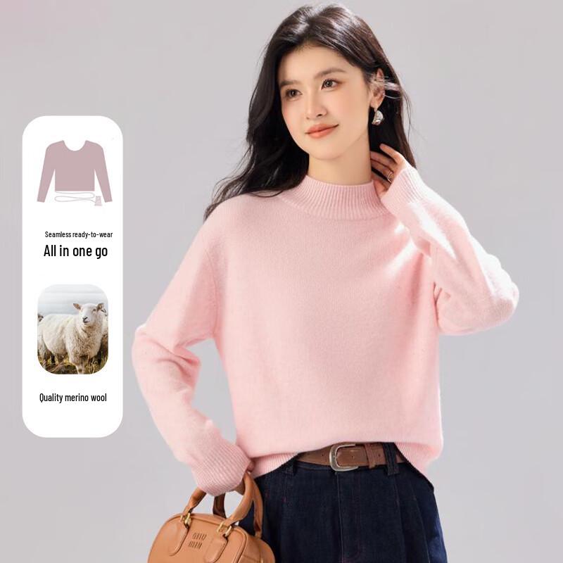 Jinjuan Women's Mock Neck Wool Blend Sweater