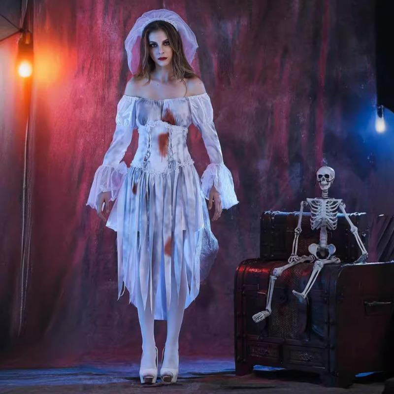 Vampire Ghost Bride Adult Skull Princess Dress Halloween Masquerade Costume