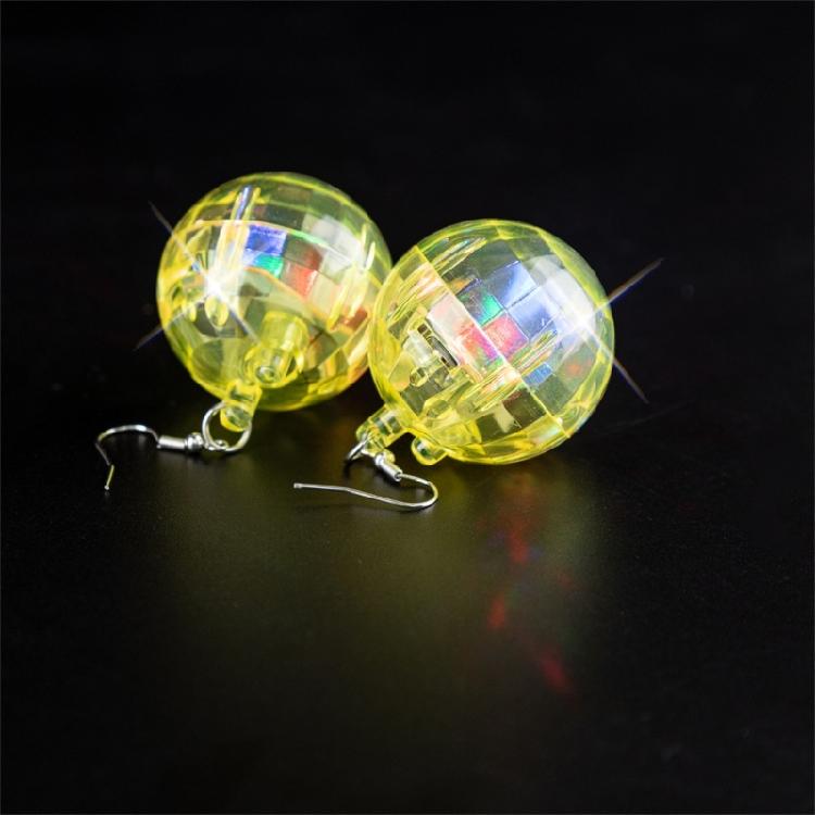 Colorful LED Earrings with Disco Balls Style Nightclub Earrings Plastic Texture Suitable for Party Wear and Clubbing Wear