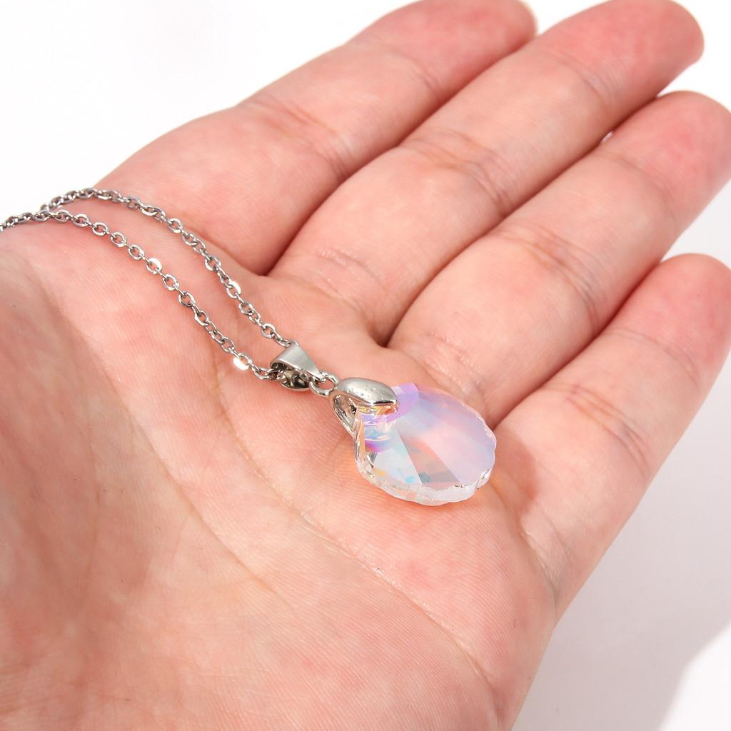 And Love Deepspace Shell Shape Necklace Geometric Glass Pendant Jewelry Gift