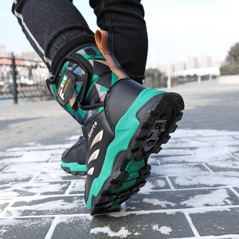 Детская зимняя плюшевая теплая спортивная обувь с высоким берцем из хлопка — фото 7