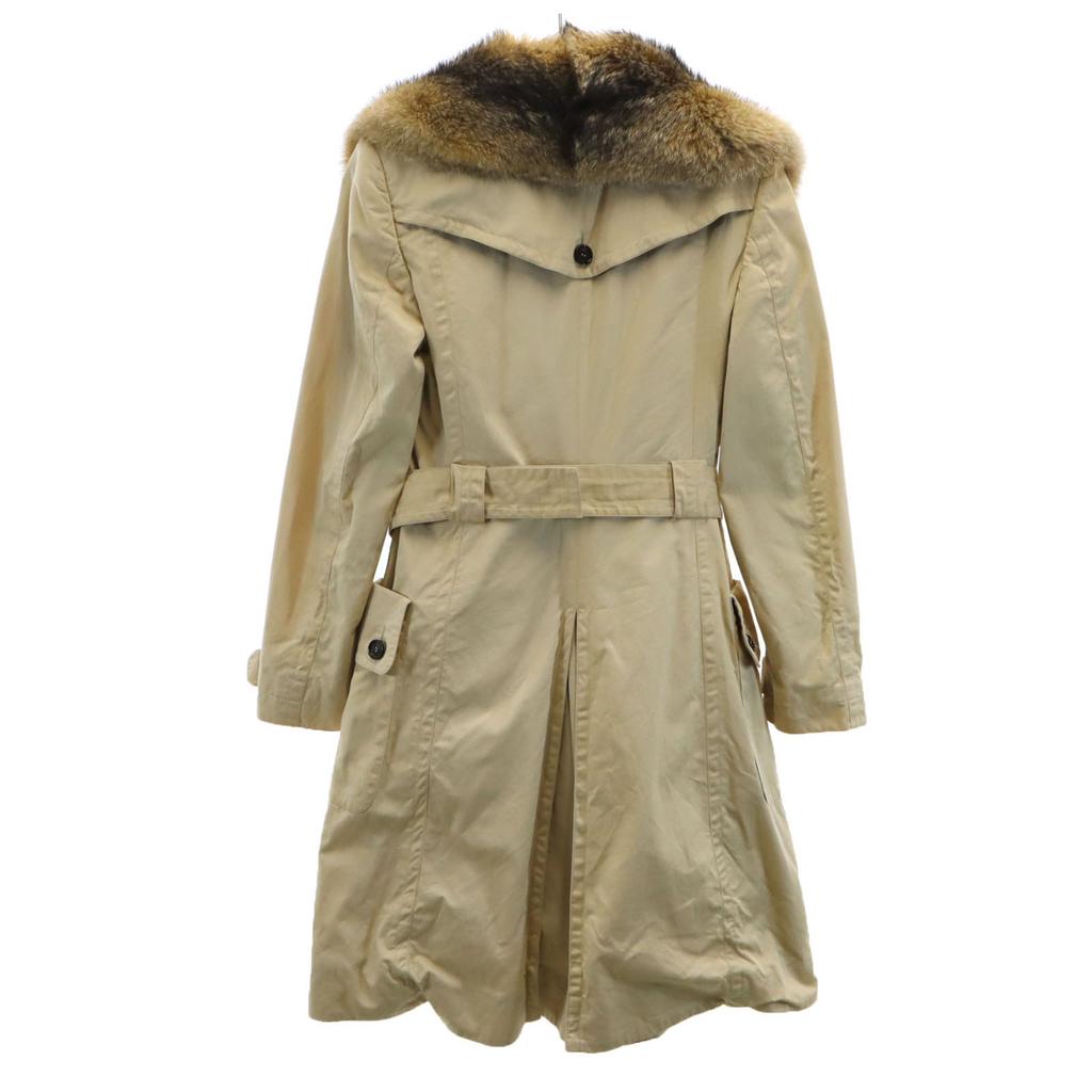 Burberry Made In Italy Trench Coat 40 Beige with Fox Fur Women Used