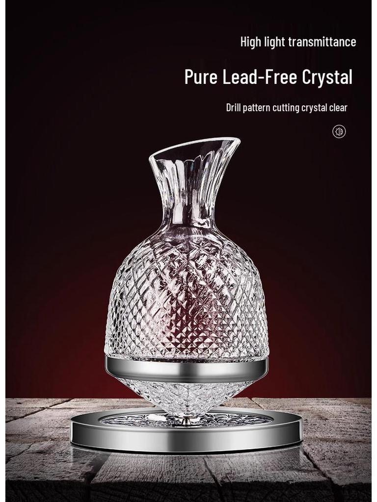 Rotating Burgundy Wine Decanter & High-Stemmed Glass Set