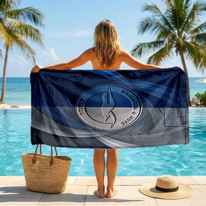Asciugamano da Spiaggia Calcio Brighton & Hove Albion Asciugamano Estivo Morbido in Microfibra Asciugatura Rapida Assorbente per Spiaggia Piscina Viaggio