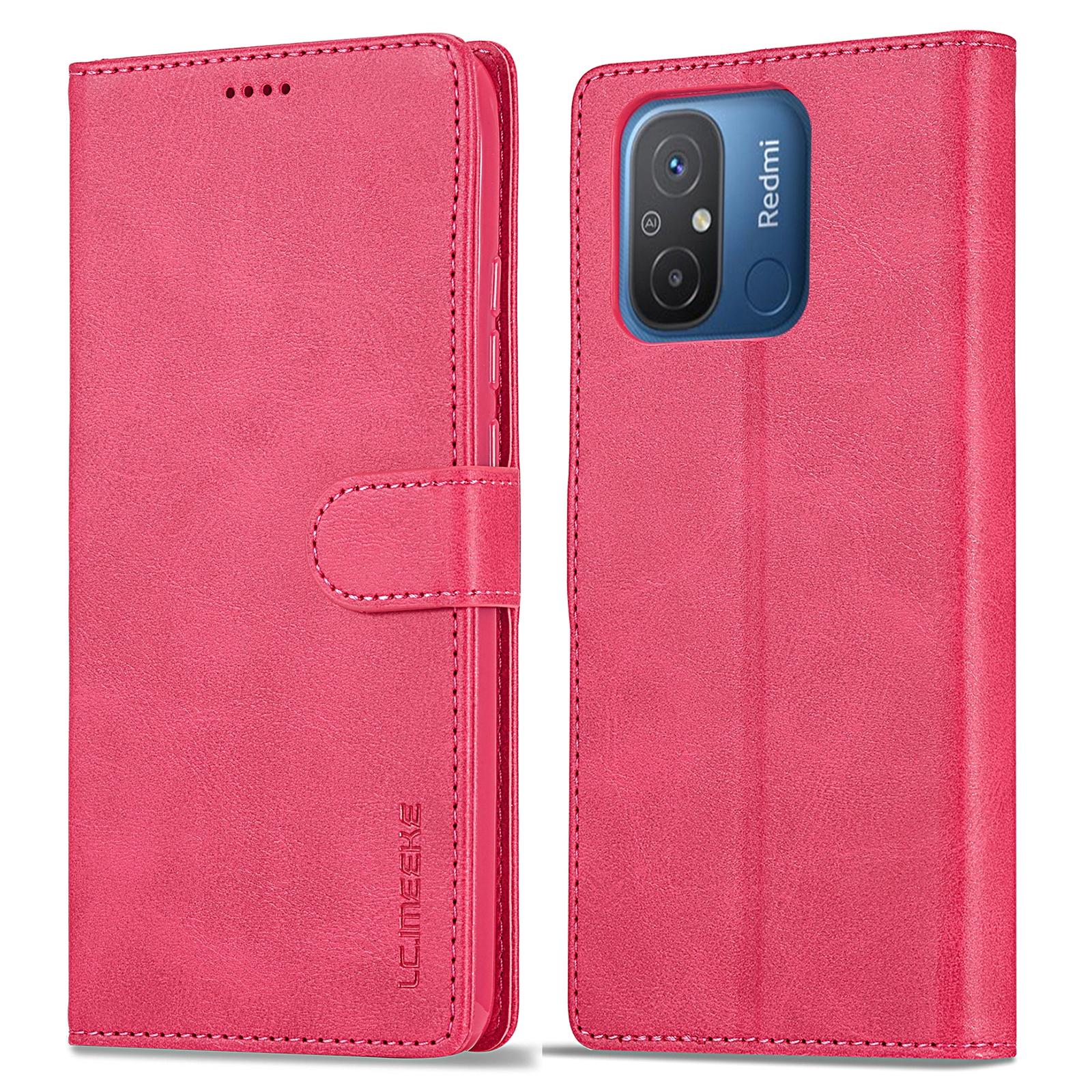 

LC.IMEEKE For Xiaomi Redmi 12C 4G/11A 4G Drop-proof Phone Case Calf Texture Wallet Stand Leather Cell Phone Cover Pink