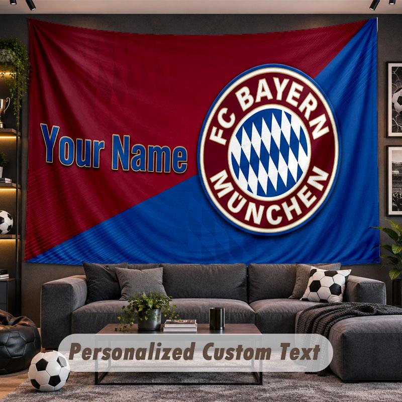 Wall Hanging Tapestry Custom NameBayern Munich Pattern Personalized Printed Fabric Wall Decor
