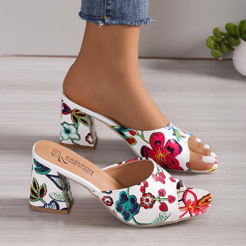 

Women s Roman Style Chunky Heel Mule Sandals - Non-Slip, Thick Sole, Plus Size, Spring Fashion 40 білий