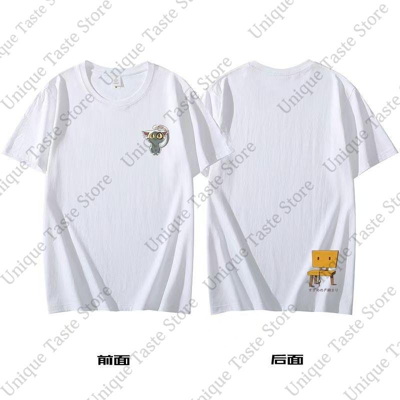 

Anime Suzume T Shirt Fashion Funny Cute Cartoon Print Tshirt Unisex Women Comfortable Cotton Short Sleeve Tee Harajuku Trend Tops S