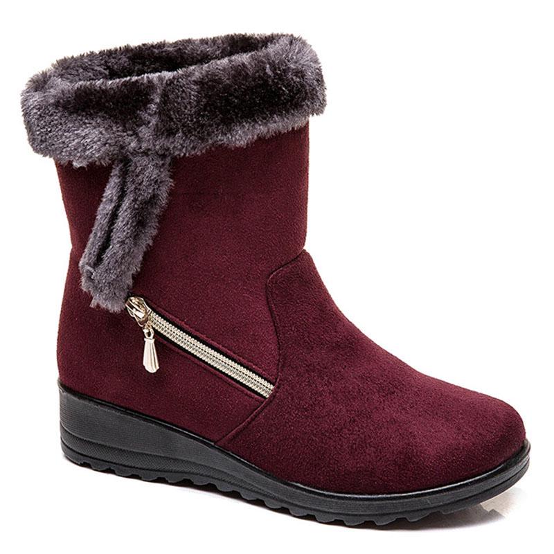 Fashion Women Winter Boots High-Top Zipper Platform Warm Plush Solid Color Snow Boot Fashion Shoes for Women Comfortable Zapatos Mujer