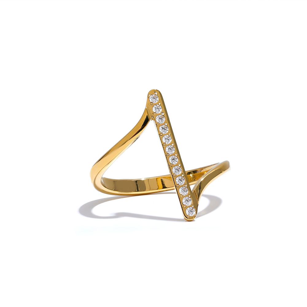 Yhpup Stylish Unique Stainless Steel Geometric Twisted CZ Chic Ring Delicate Shiny Cubic Zirconia Minimalist Daily Charm Jewelry 6
