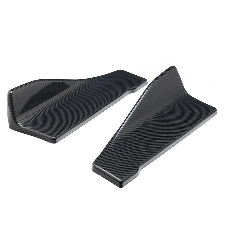 2 Pcs Carbon Fiber Color Car Bumper Spoiler Rear Splitter Diffuser Lip Universal
