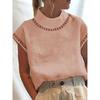 Women's Solid Color Hollow Top Casual Turtleneck Breathable Shirt