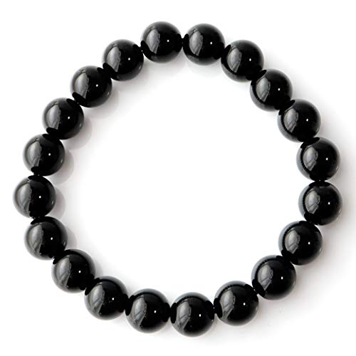 [GOLD STONE] Morion Black Quartz Bracelet, 10mm, Tibetan Morion Natural Quartz, Certified, Comes with a Special Box, Inner Diameter: Approximately 19c