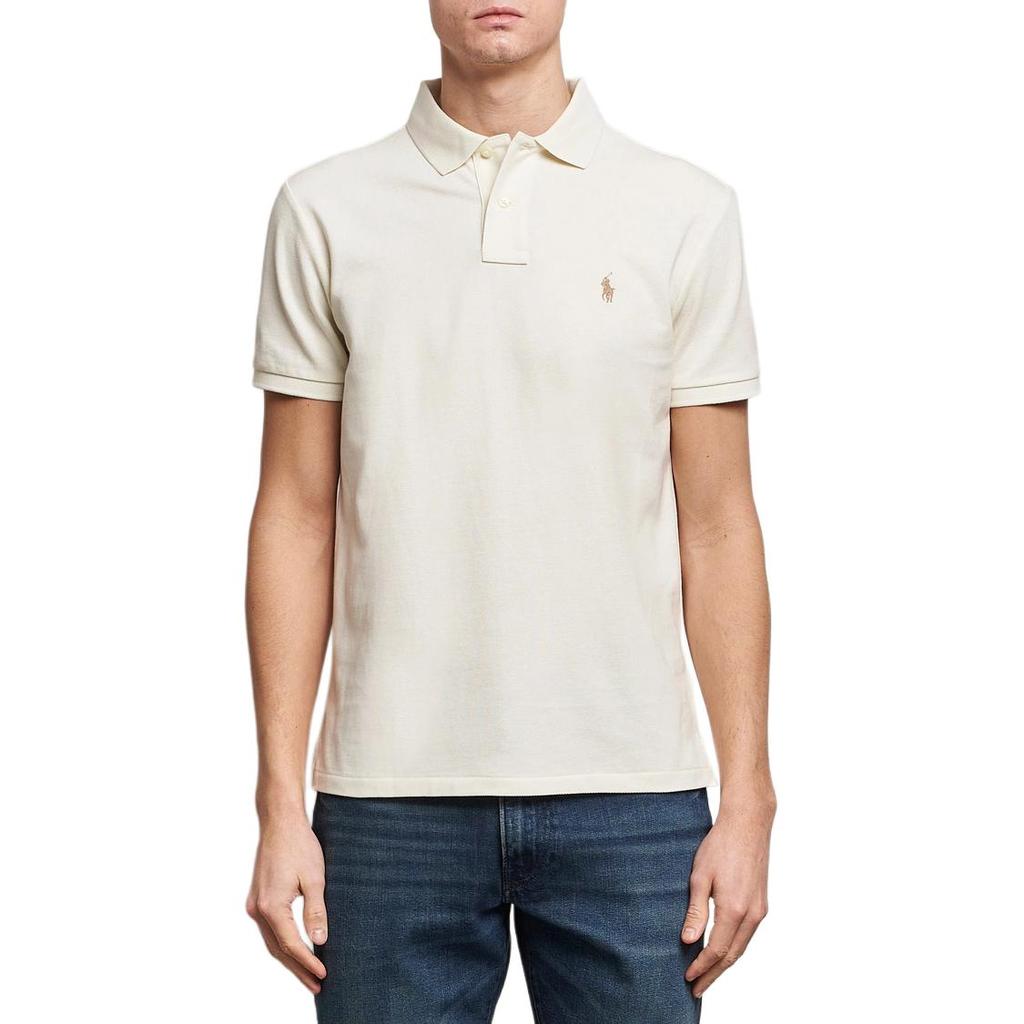 Polo Ralph Lauren Logo Embroidered Slim Fit Straight Cut Short Sleeve Polo Shirt Men Tops Beige 710557752-031